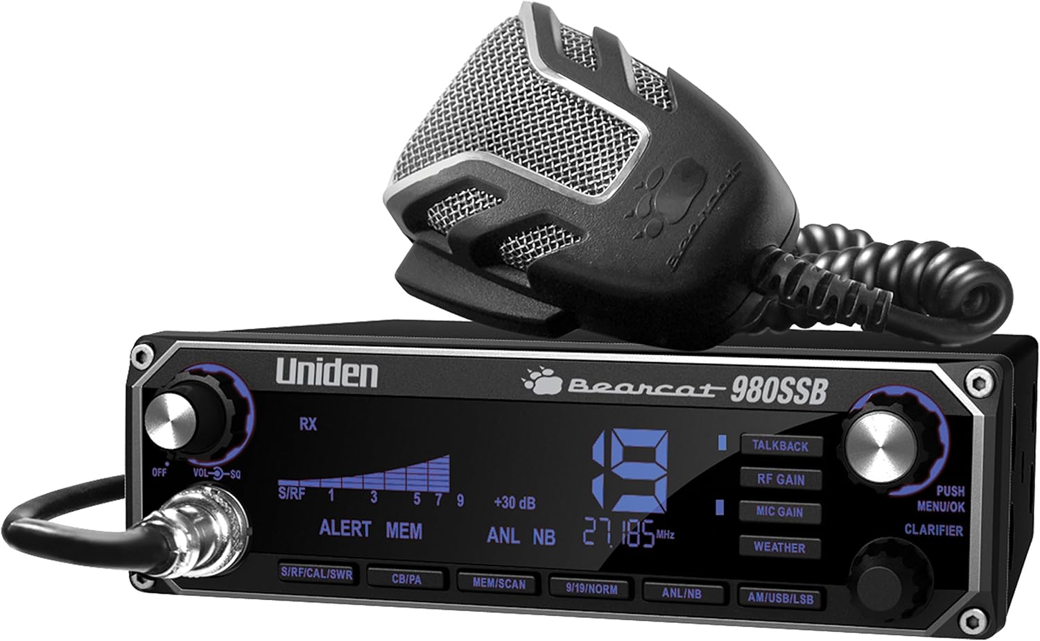 BEARCAT 980 40- Channel SSB CB Radio with Sideband NOAA WeatherBand,7- Color Digital Display PA/CB Switch and Noise