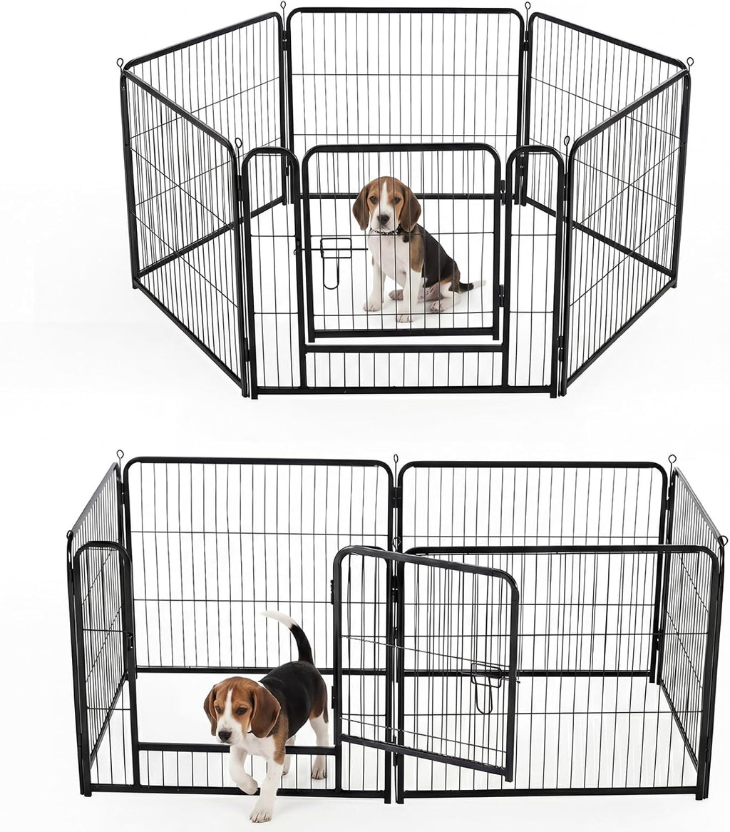 Dog Playpen Indoor, Metal 24 Inch 6 Panels Foldable Pet Fence with Door, Outdoor Small Medium Large Dog Puppy