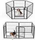 Dog Playpen Indoor, Metal 24 Inch 6 Panels Foldable Pet Fence with Door, Outdoor Small Medium Large Dog Puppy
