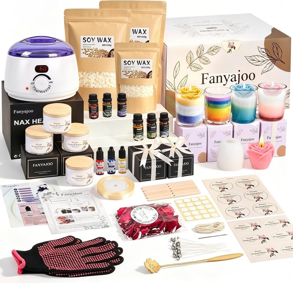 Candle Making Kit,Candle Making Kit for Adults & Beginners–1200g Soy Wax，Digital Wax Melting Pot, Floral Candle