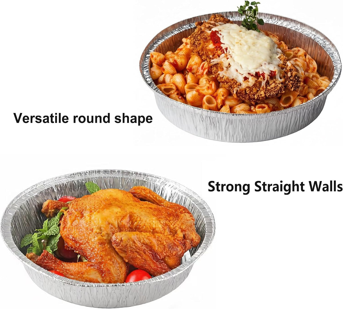 7”Round 60 Pack Disposable Aluminum Foil Pans with Clear Lids