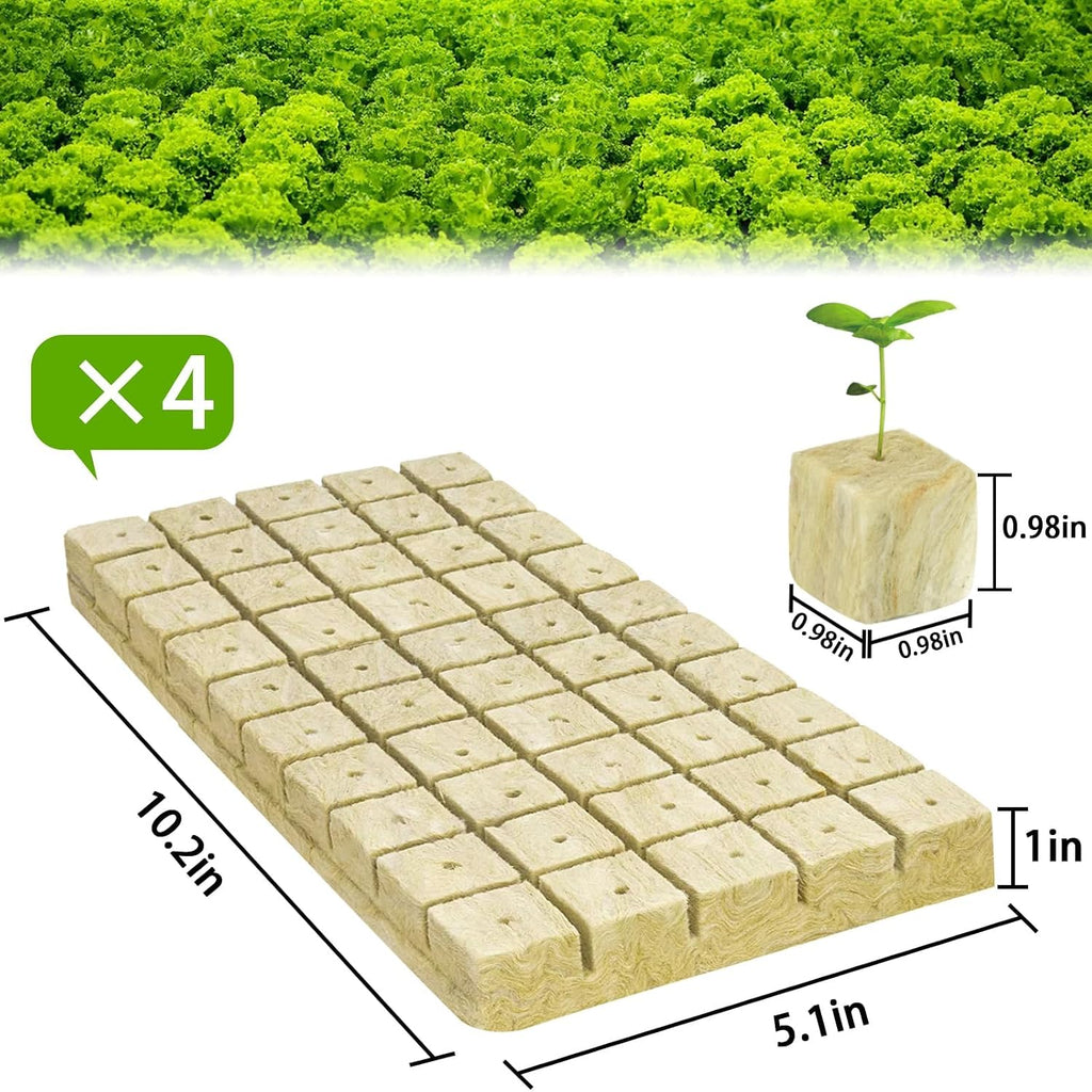 1 Inch Rockwool Cubes for Hydroponics, 200 Plugs Seed Starter Cube | High Germination Rate for Vegetables & Herbs