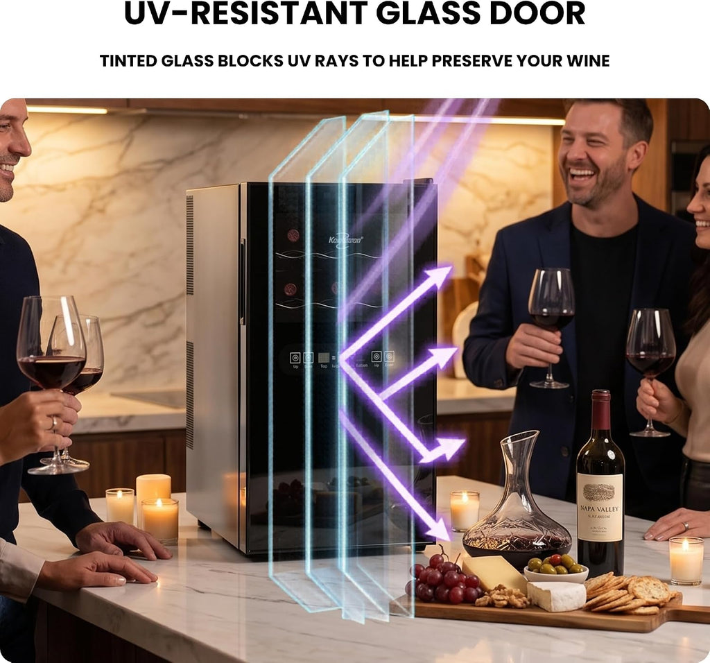 18 Bottle Dual Zone Thermoelectric Wine Cooler, Black