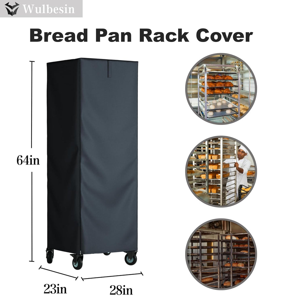 Commercial Bread Pan Rack Cover 28"x23"x64" - Black