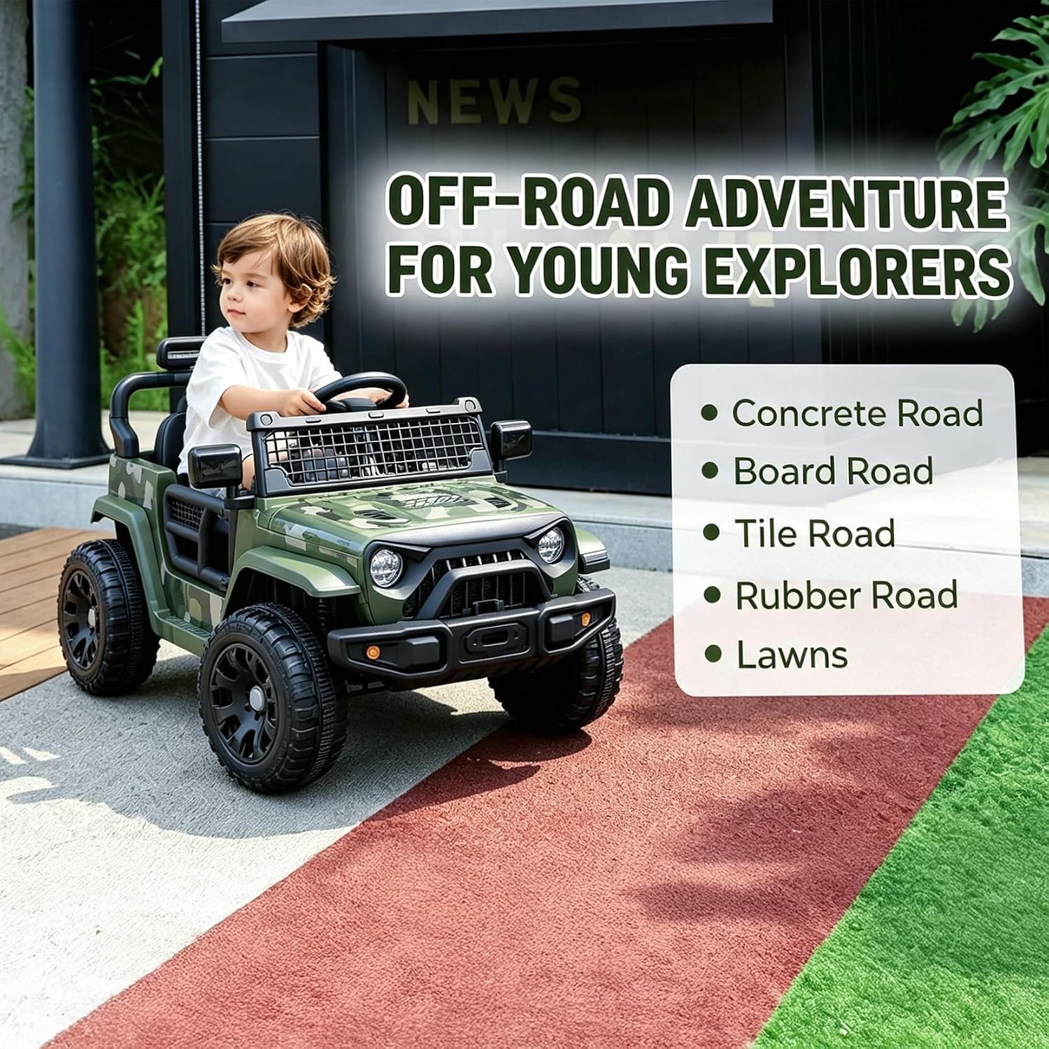 Ride On Car, Bluetooth Ride on Toys for Toddlers, 12V Kids Battery Powered Vehicles w/Remote, 3.5 mph Motorized
