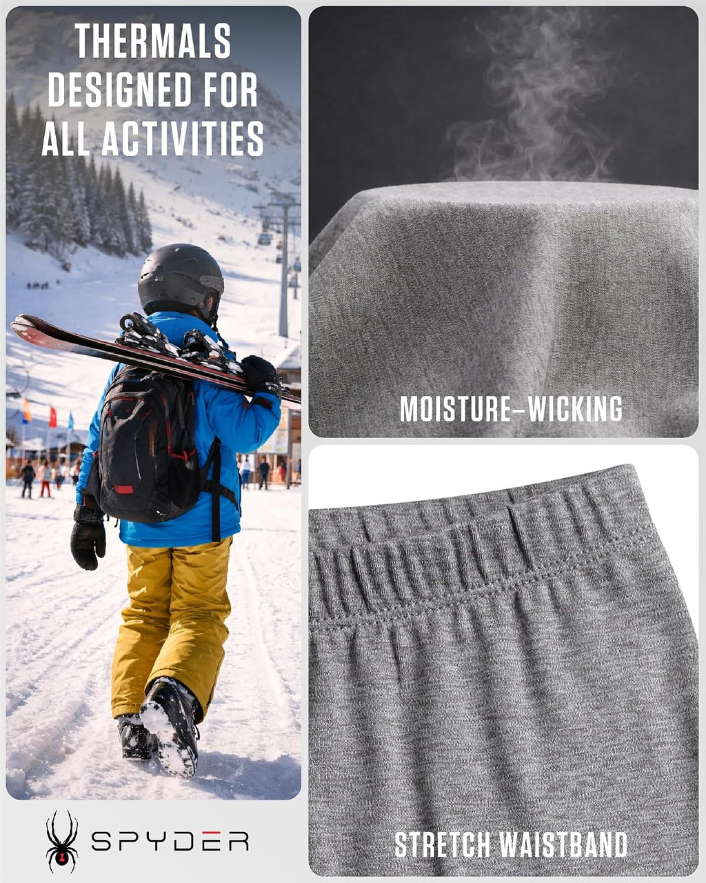 Kids Thermal Underwear Set - 2-Piece Moisture Wicking Stretch Soft | Soft Stretch Base Layer, Warm Breathable Comfort