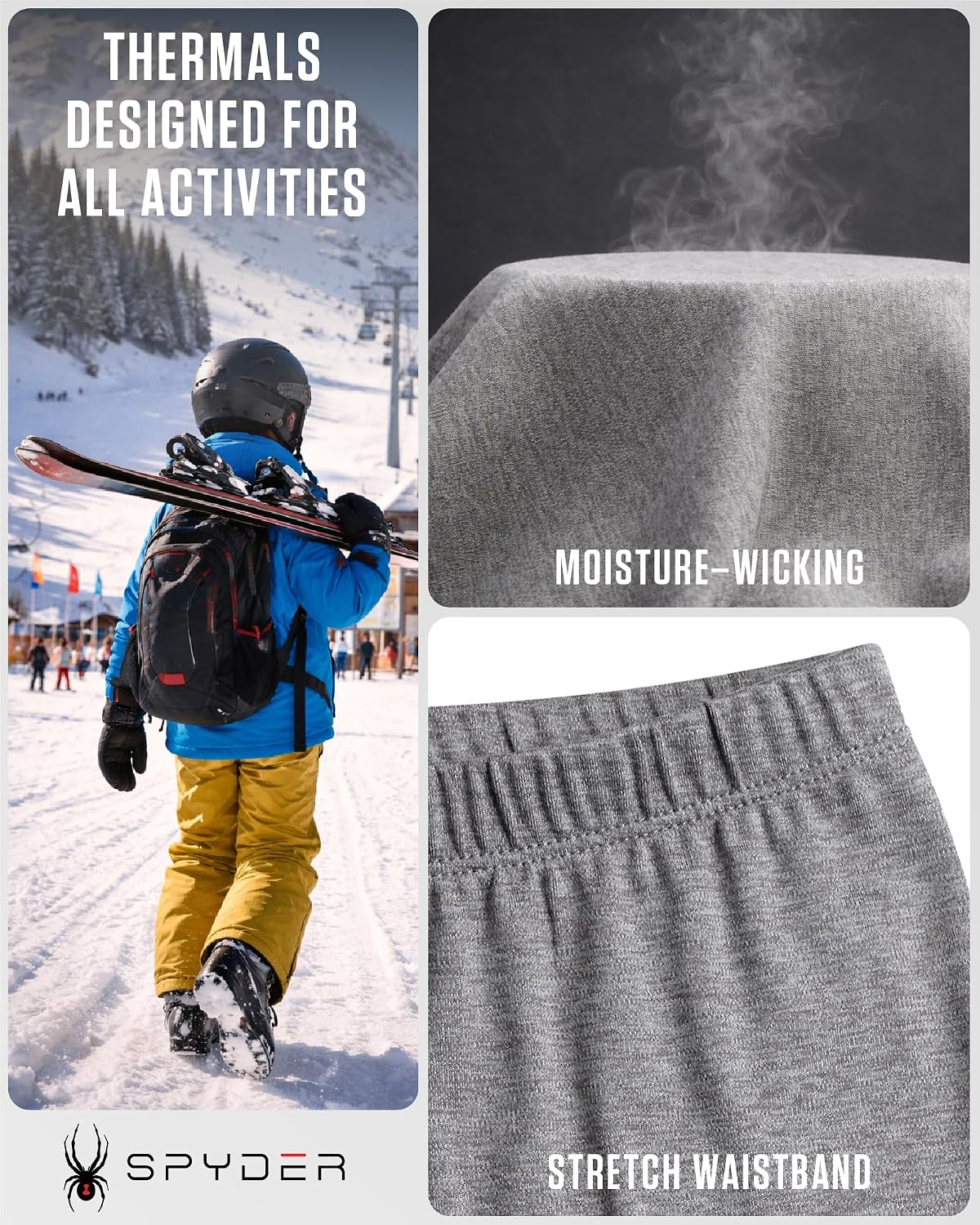 Kids Thermal Underwear Set - 2-Piece Moisture Wicking Stretch Soft | Soft Stretch Base Layer, Warm Breathable Comfort