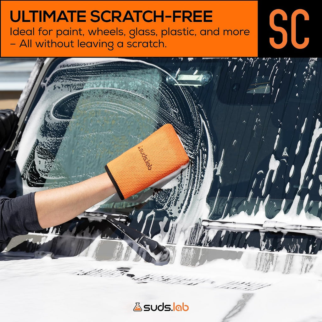 Suds Lab SC Synthetic Clay Mitt, Reusable Clay Bar Mitt, Car Detailing | Remove paint overspray, water spots, tree