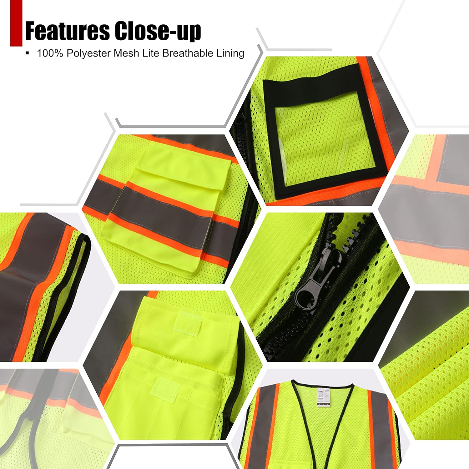 Reflective Safety Vest for Men Women Hi Vis Vest with 8 Pockets High Visibility Mesh Reflective Vest Meets ANSI/ISEA