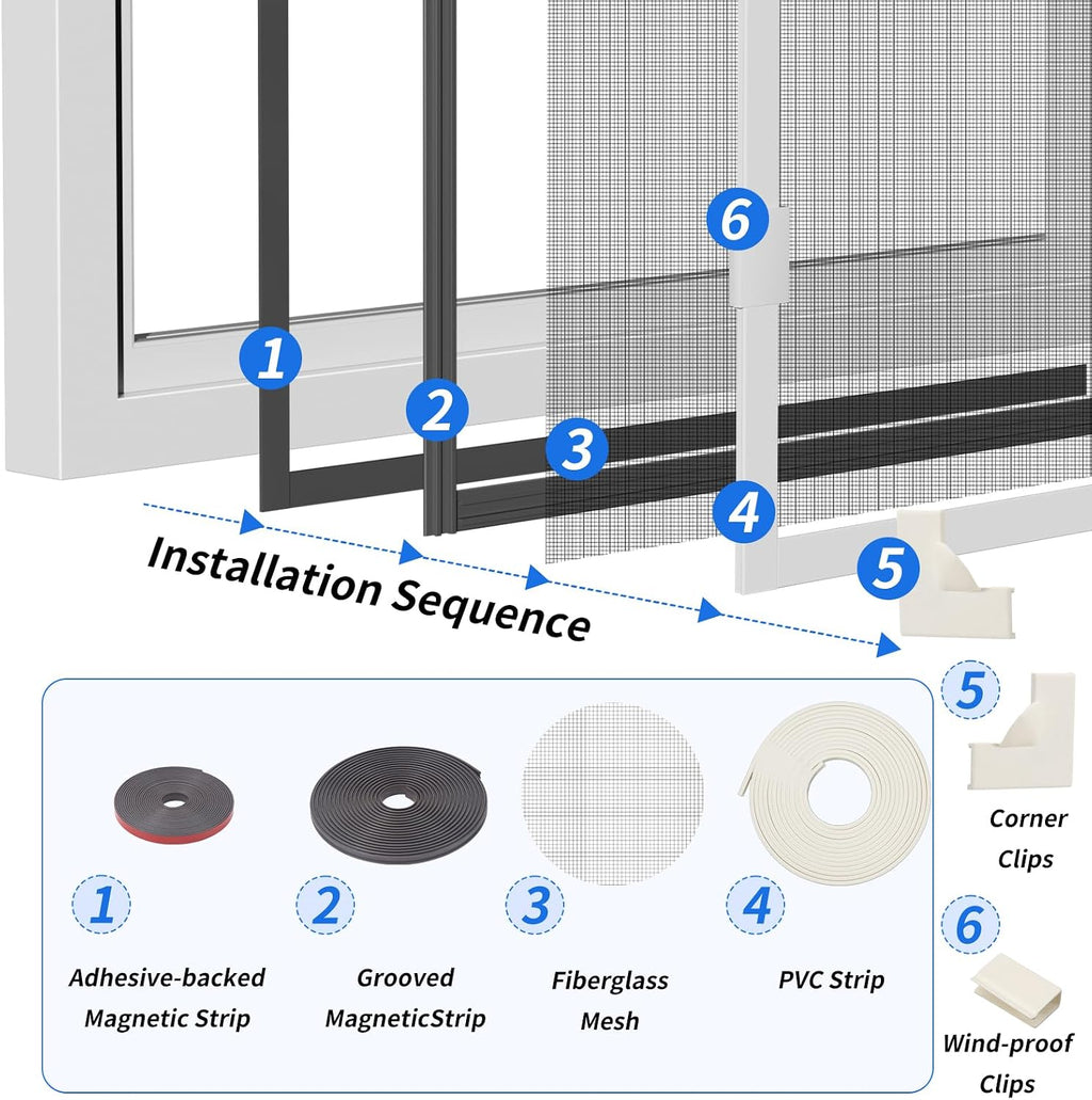 Magnetic Window Screen Frame/Adjustable Window Screen Mesh Gauze Link Frame Suitable for All Kinds of Soft Gauze