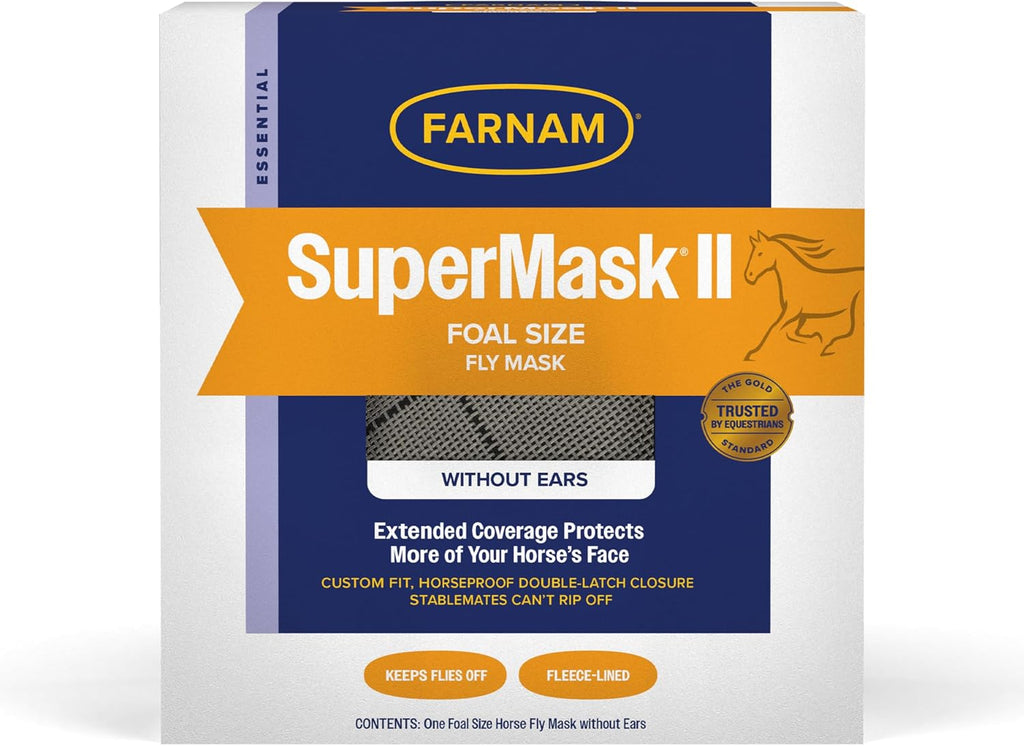 SuperMask II Horse Fly Mask Without Ears, Protects Eyes, Foal Size