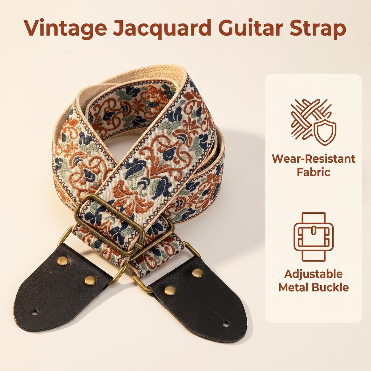 Patterned/Embroidery Guitar Strap - Adjustable for Acoustic Electric Bass,Guitars, Best Gifts