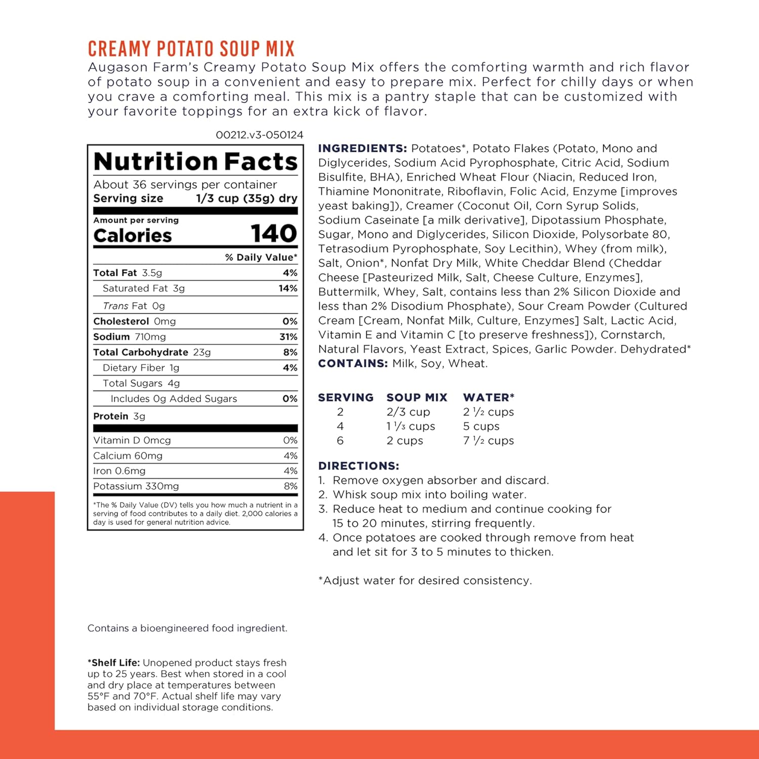 Creamy Potato Soup Mix Can | Emergency Food Supply, 36 Servings, 25 Year Shelf Life, No Trans Fat, Dehydrated Meals