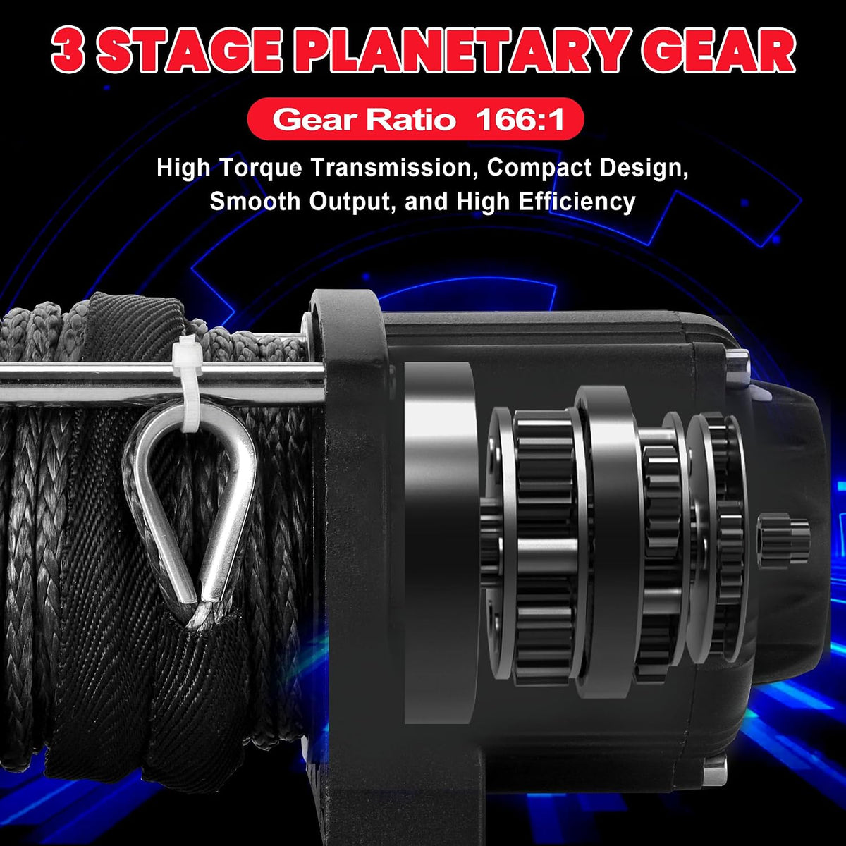 4500 lb ATV/UTV Winch,12V Towing Off-Road Electric UTV Winch with 1/4"×50' Synthetic Rope,Wireless Remote and Rubber