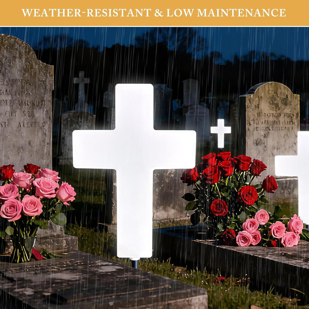 Solar Cross Light, Grave Decorations for Cemetery Memorial