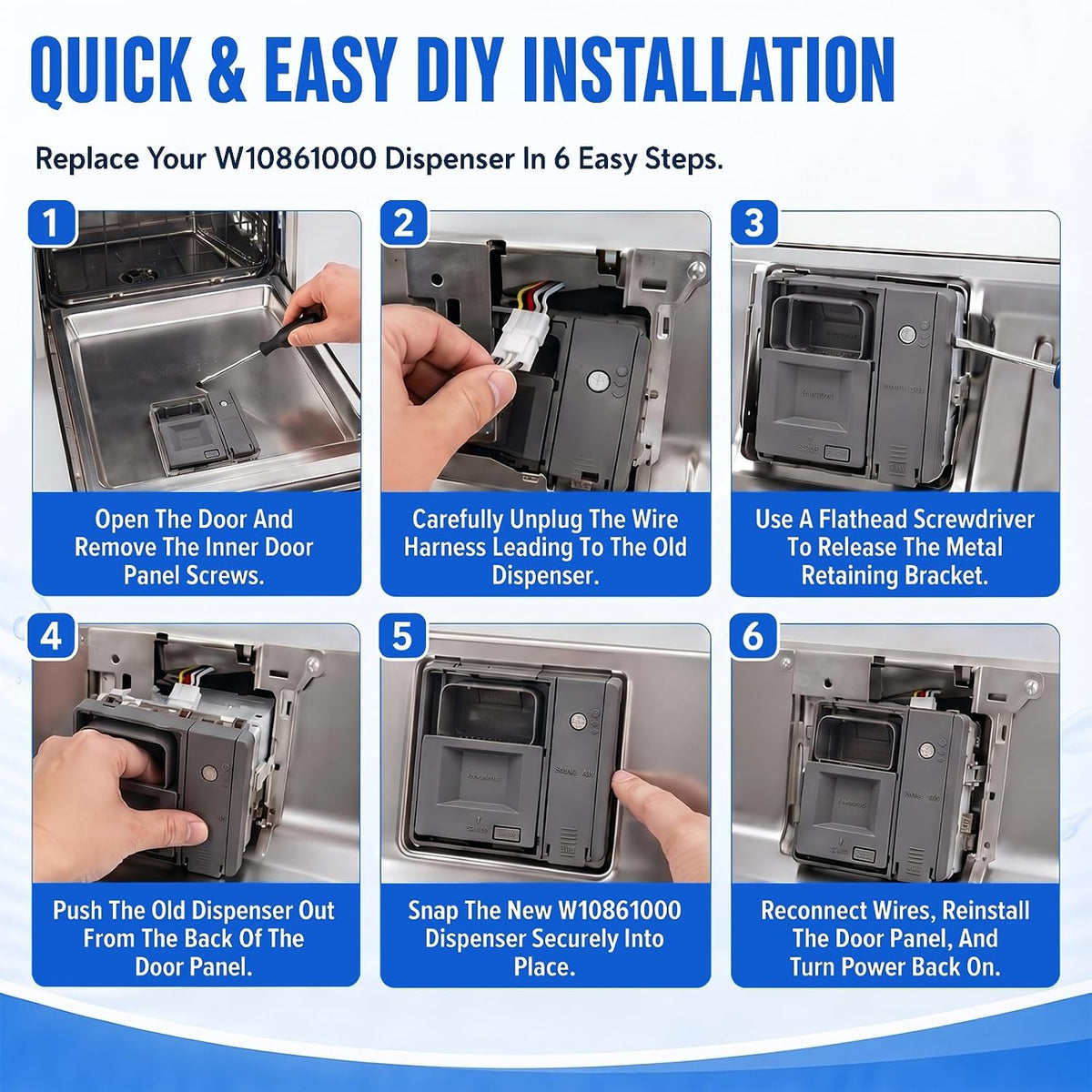 UPGRADED W10861000 Dishwasher Detergent Dispenser Replacement for Whirlpool
