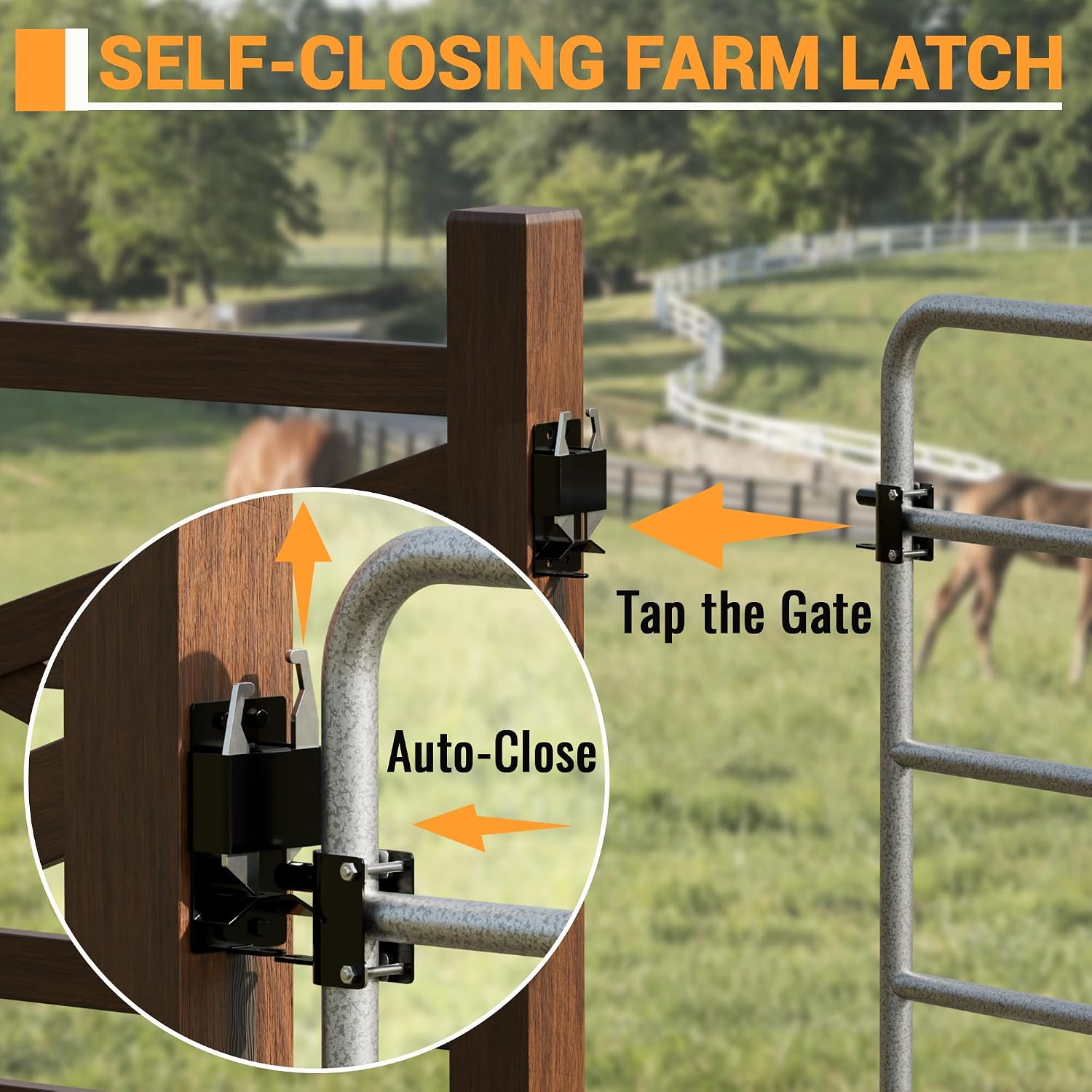 2 Way Farm Gate Latch Heavy Duty Lockable Livestock Gate Latch, 1 Pack