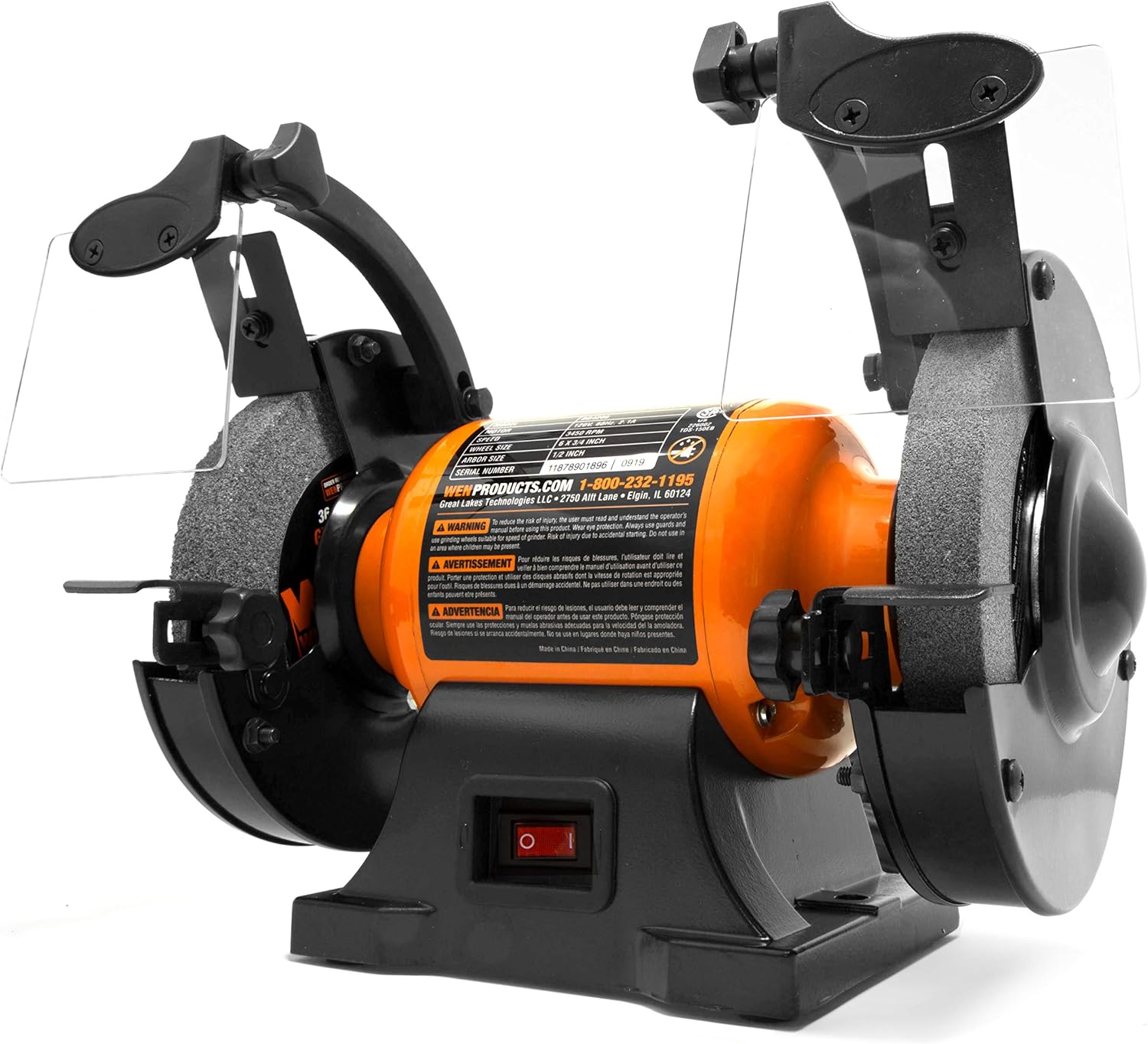 BG4260 2.1-Amp 6-Inch Single Speed Bench Grinder, Orange,black