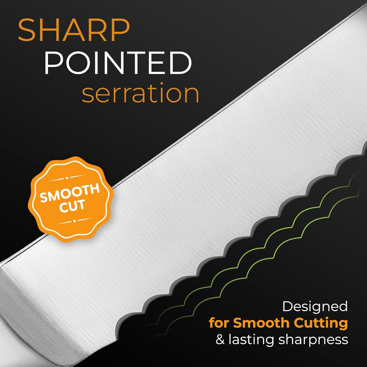 Serrated Bread Knife Ultra-Sharp Stainless Steel Professional Grade Bread Cutter - Cuts Thick Loaves Effortlessly