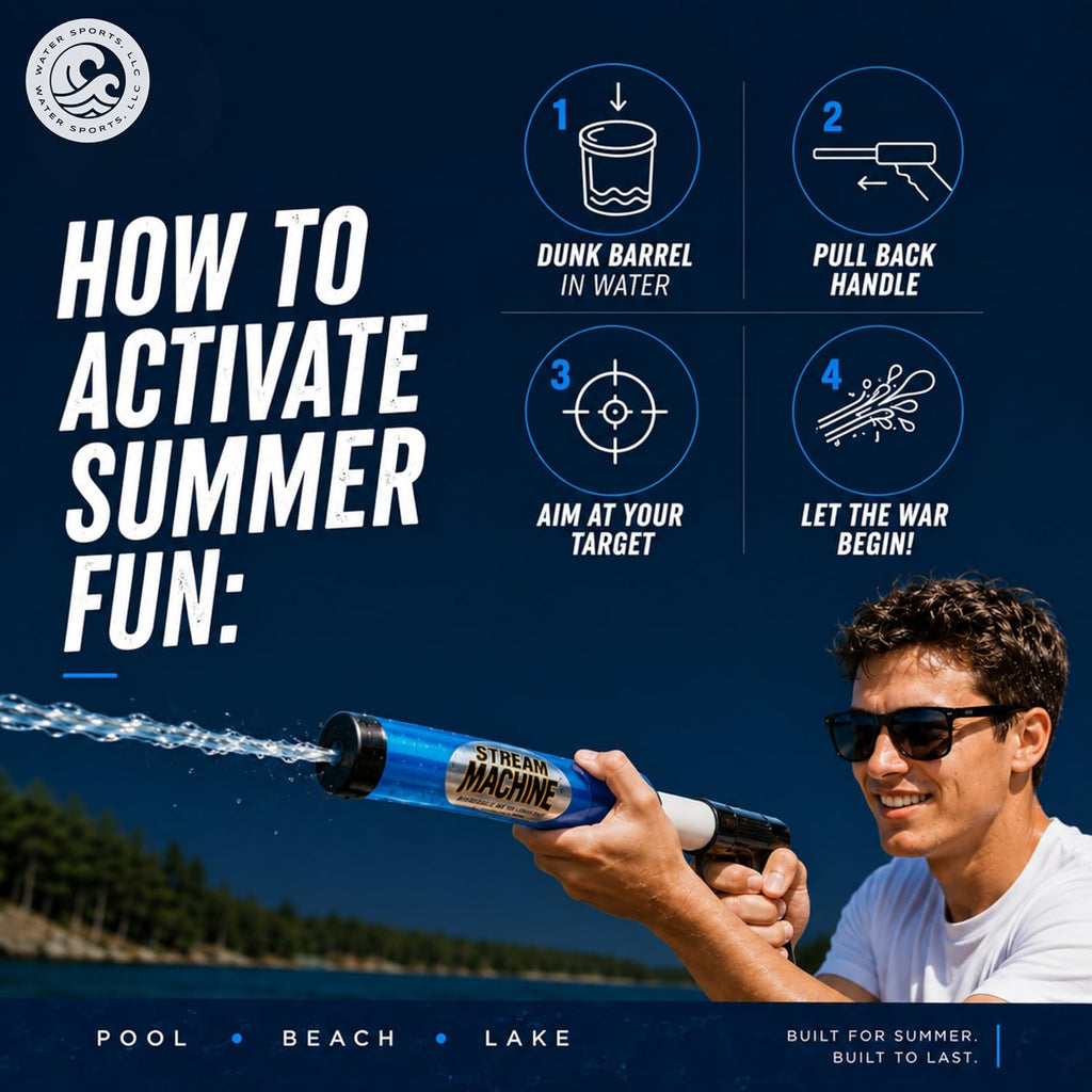 Water Gun Launcher - Single Barrel Water Blaster - Squirt Gun for Outdoor Games - Swimming Pool Toys (Colors Vary)