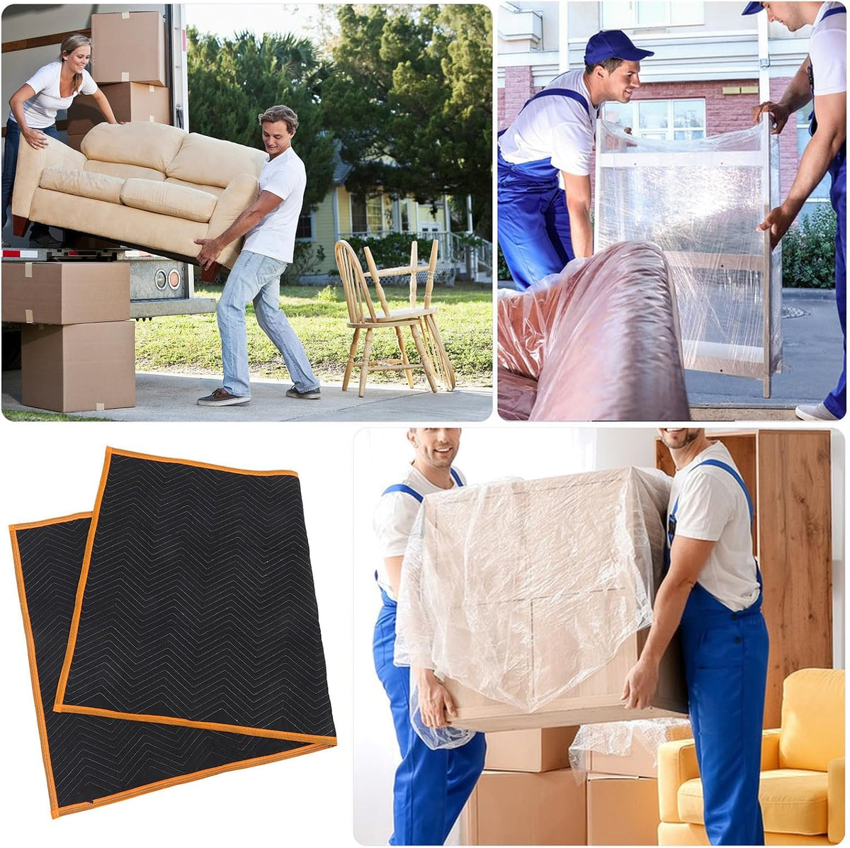 Heavy Duty Black Nonwoven Moving Blanket for Furniture Shipping and Packing
