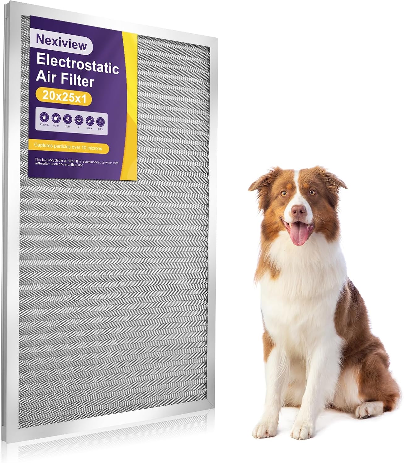 20x25x1 Furnace Filter-MERV8, Washable & Reusable Electrostatic Air Filter, AC/HVAC Furnace Filter, Permanent Air