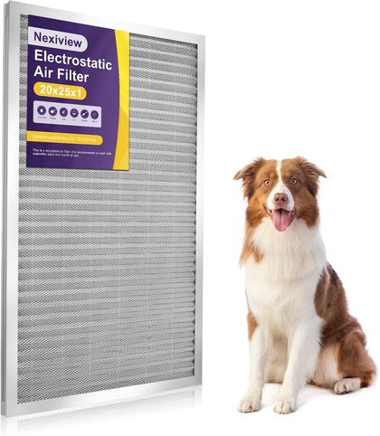 20x25x1 Furnace Filter-MERV8, Washable & Reusable Electrostatic Air Filter, AC/HVAC Furnace Filter, Permanent Air