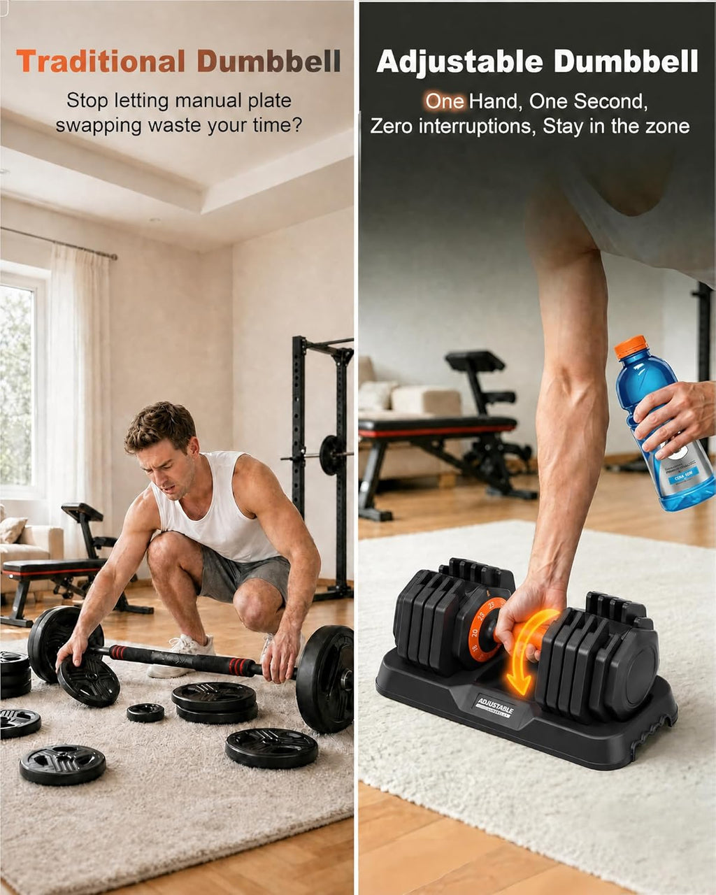 2026 Upgrade Adjustable Dumbbell Set 25lb/50lb, Small Increment in 3-6lb, 1 Hand Quick-Dial, 10-in-1 Adjustable