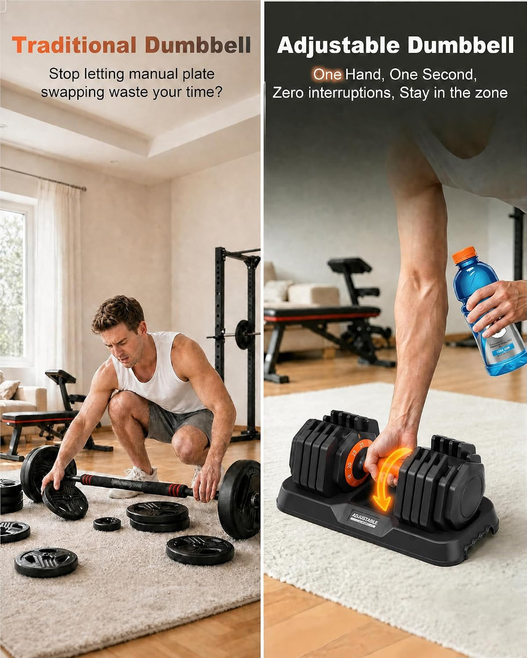 2026 Upgrade Adjustable Dumbbell Set 25lb/50lb, Small Increment in 3-6lb, 1 Hand Quick-Dial, 10-in-1 Adjustable