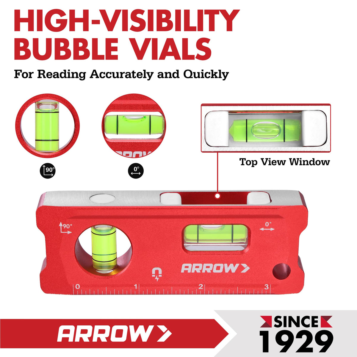 ARROW 4-Inch Torpedo Level, Small Magnetic Leveler Tool