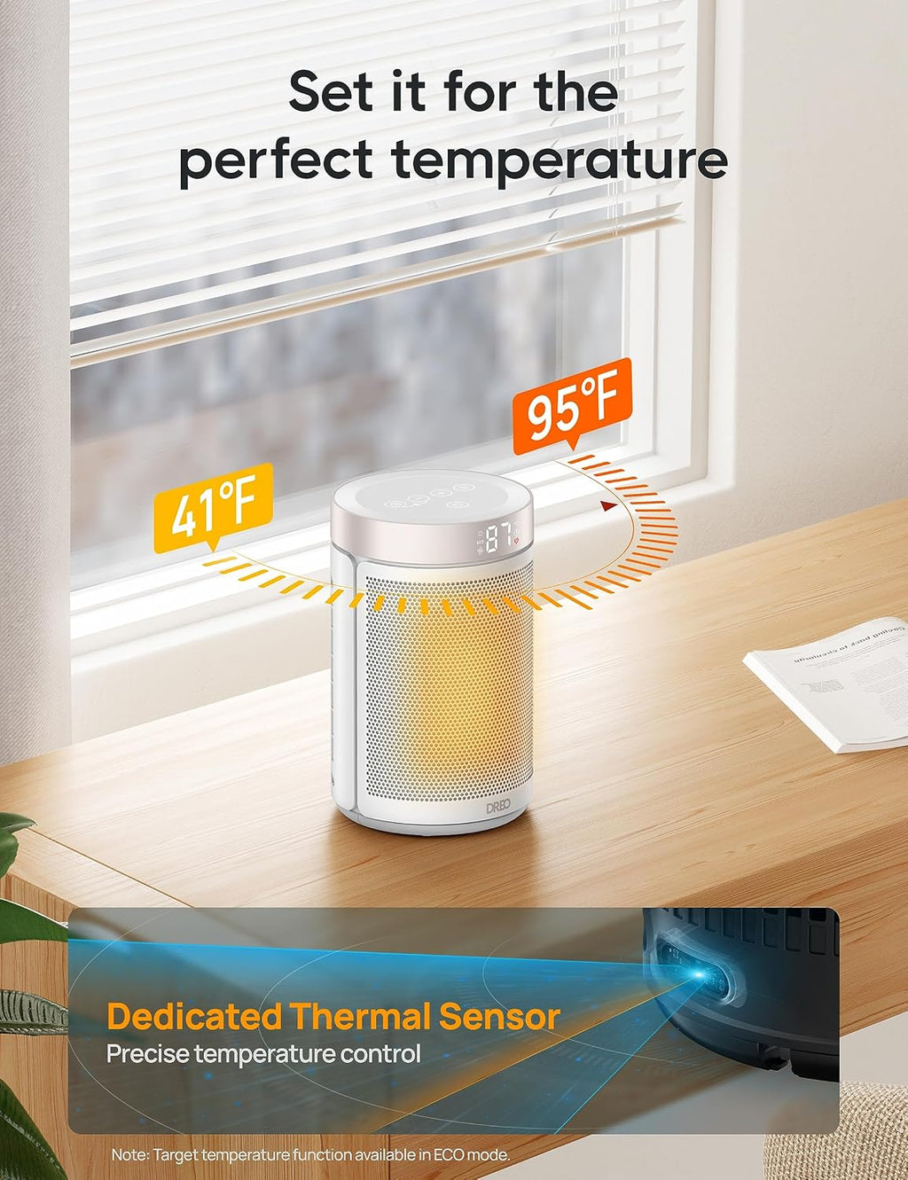 Space Heater, Portable Electric Heaters for Indoor Use with Remote | Adjustable Thermostat, 12H Timer, 5 Mode, 1500W