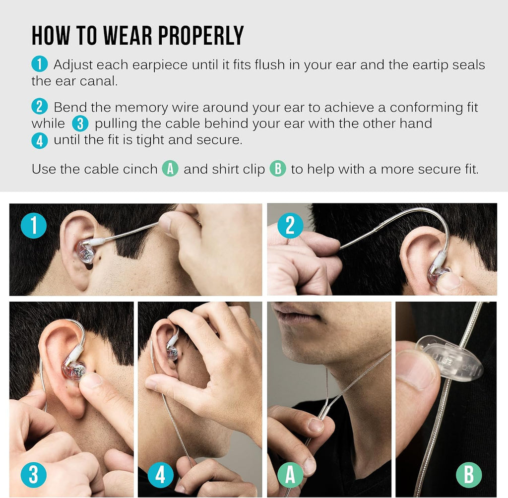 M6 PRO In Ear Monitor Headphones for Musicians, 2nd Gen Model With Upgraded Sound, Memory Wire Earhooks & Replaceable