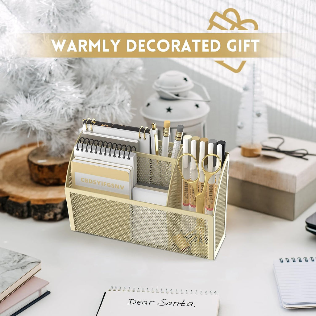3-Grid Magnetic Pencil Holder, Strong Magnet Locker Organizer, Yellow | Mesh Magnetic Shelf, Marker Holder Perfect