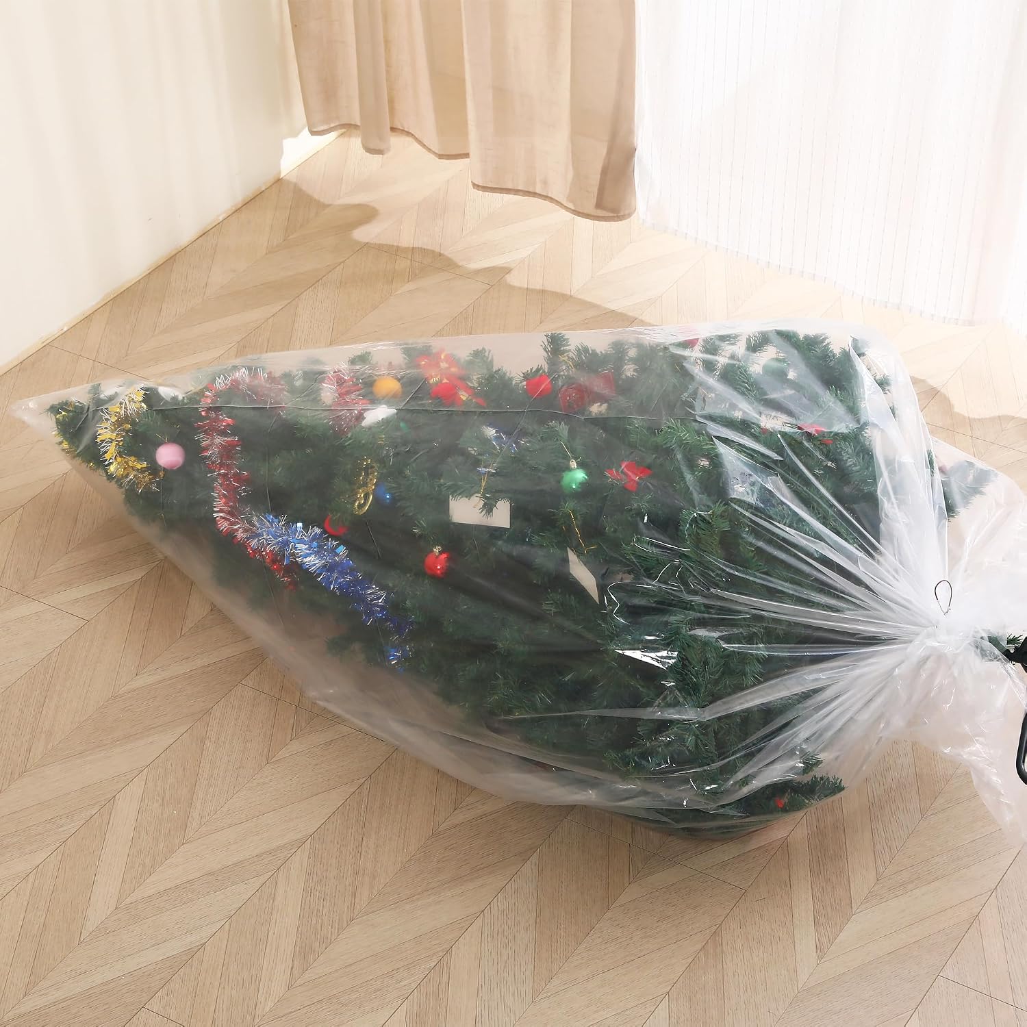 Christmas Tree Disposal Bag, Clear Extra Large 9x6ft Tree Storage Bag Cover, Jumbo Heavy Duty Plastic Xmas Tree