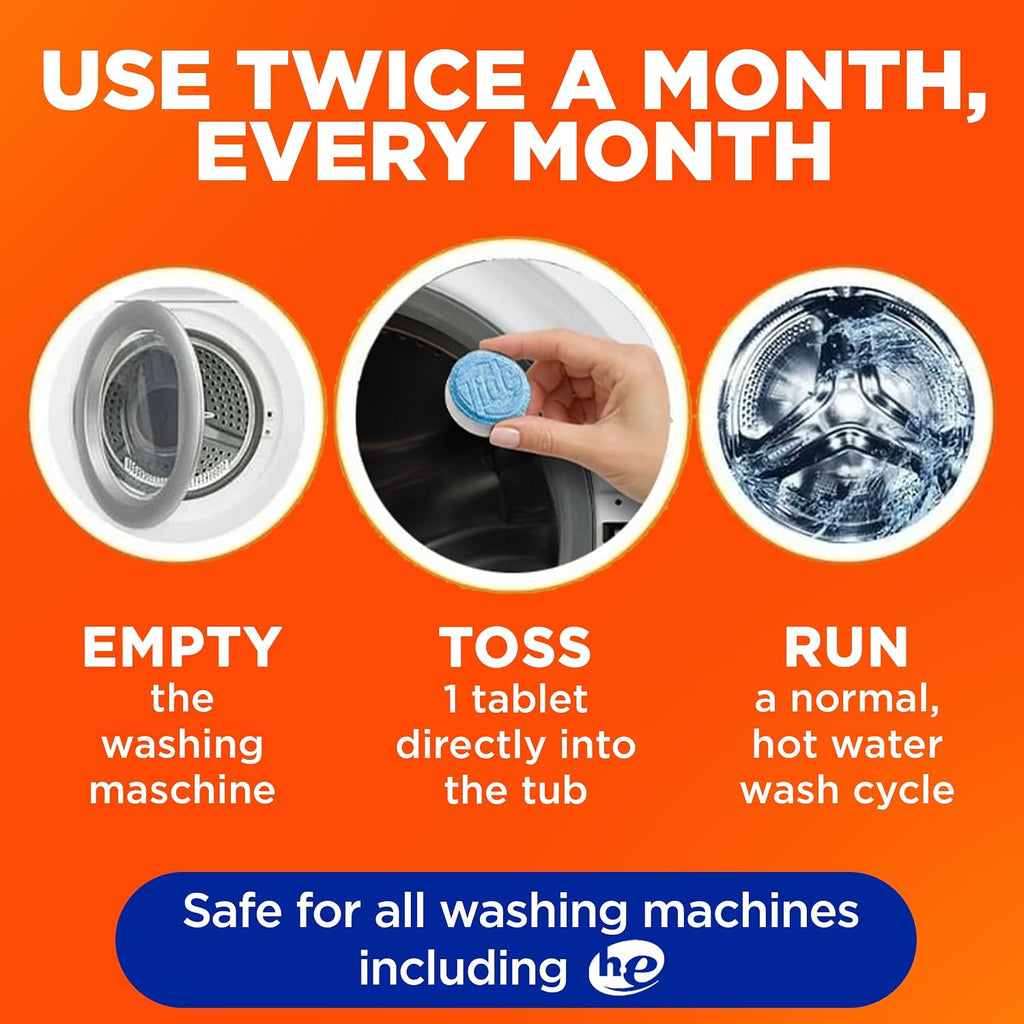 Washing Machine Cleaner Tablets with Oxi, Fresh Scent, 24 Count Pack