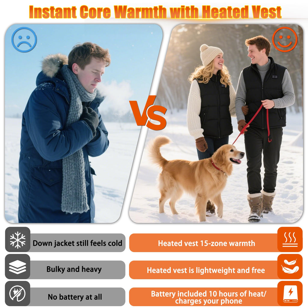 Outdoor Heated Vest for Men: Winter Heated Jacket with Battery Pack