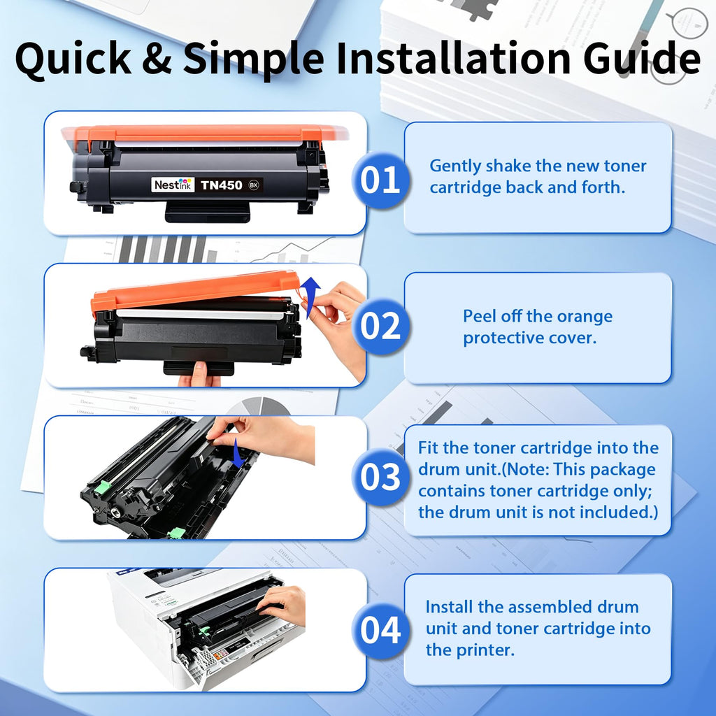 TN450 Toner Cartridge Replacement for Brother TN450 Series 2p Black