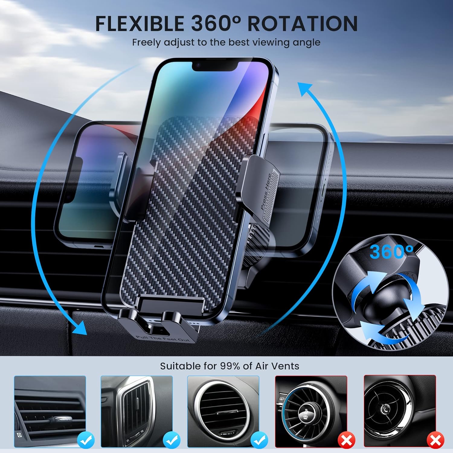 Phone Mount for Car Holders Cell Phon Holder Hands Free Phone Stand for Car Vent Automobile Mount Fit iPhone Android
