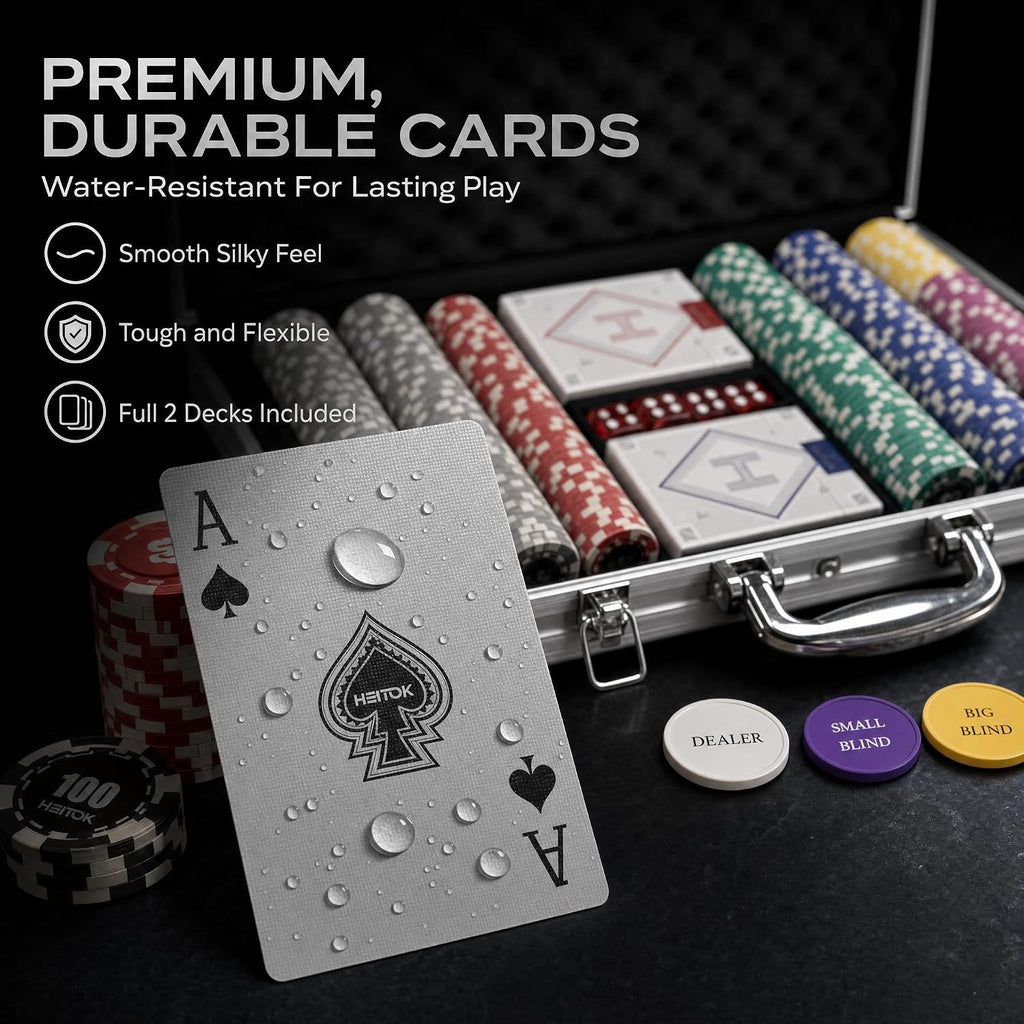 300-Piece Compact Poker Chip Set for Texas Hold'em Card Game | 11.5g weighted feel for Texas Holdem and Blackjack