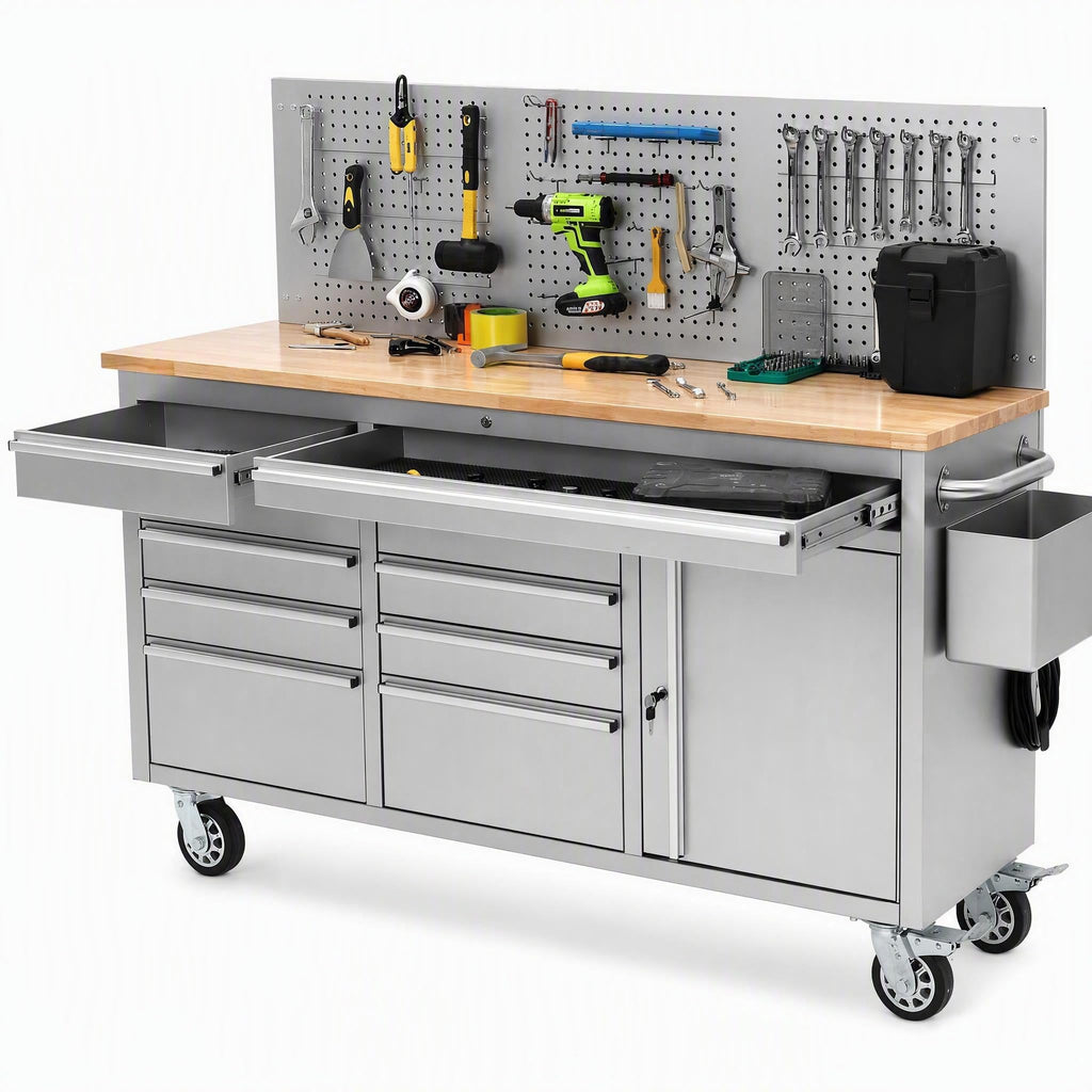 Rolling Tool Chest Cabinet, Heavy Duty Workbench with Drawers