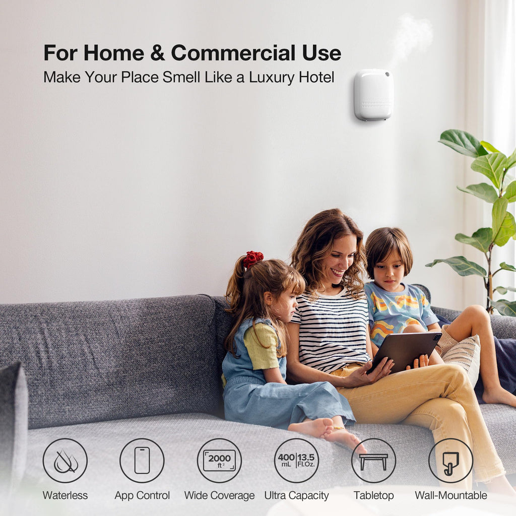 ANW Smart Waterless Essential Oil Diffuser for Large Room, White