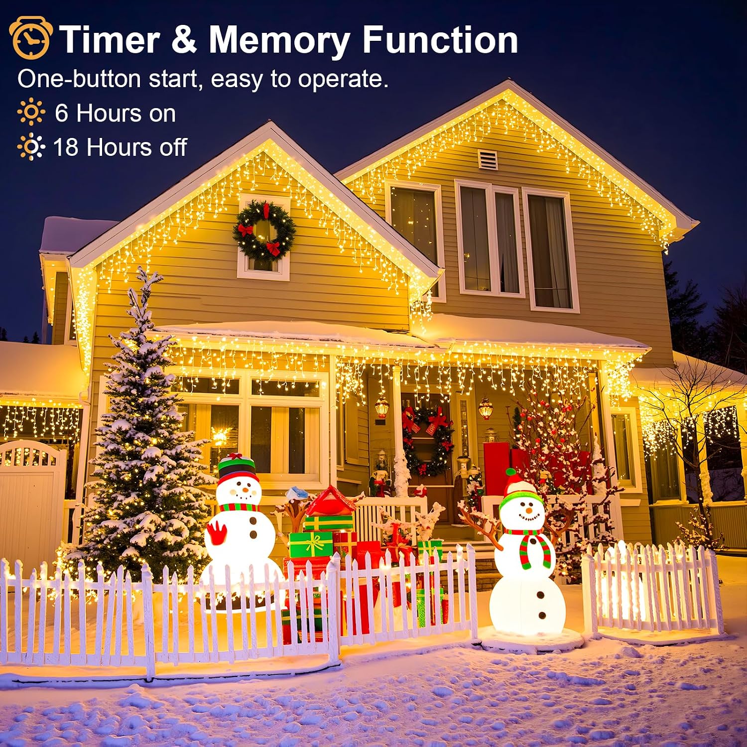 Icicle Lights for Outside 66FT 640 LED Warm White Christmas Lights Outdoor | Conenectable Icicle Christmas Lights