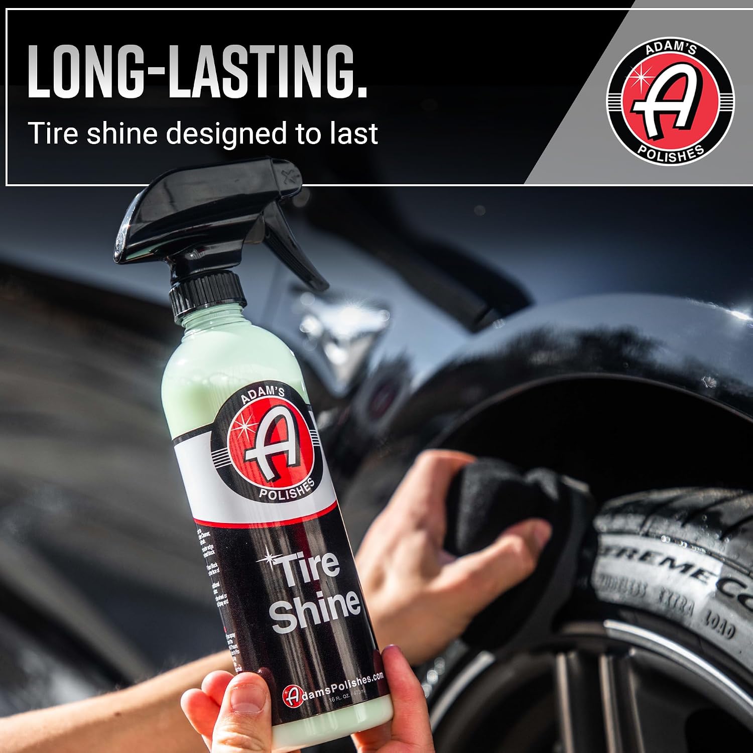 Tire Shine Combo - Spray Tire Dressing W/ SiO2 For Non Greasy Car Detailing | Use W/Tire Applicator After Tire