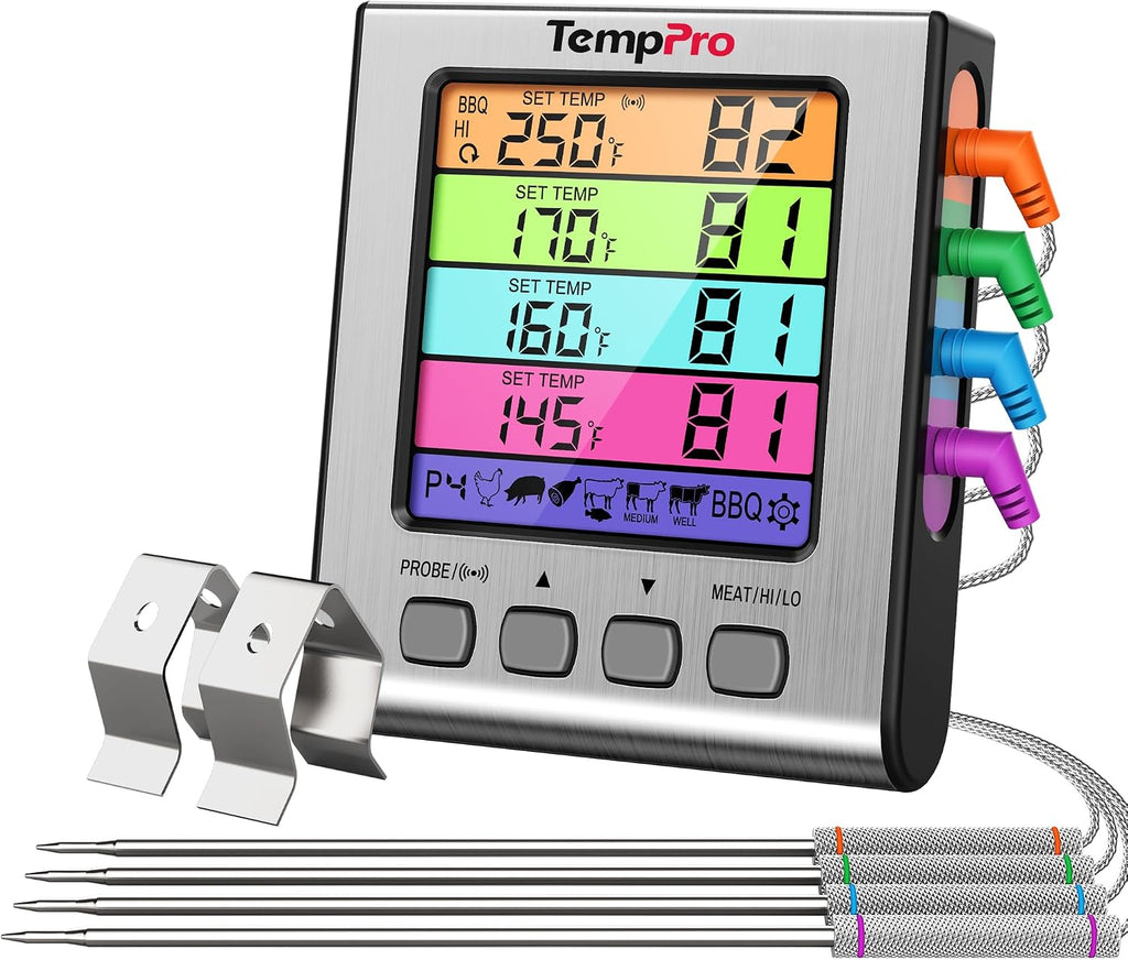 TempTrack Digital Meat Thermometer with 4 Temperature Probes