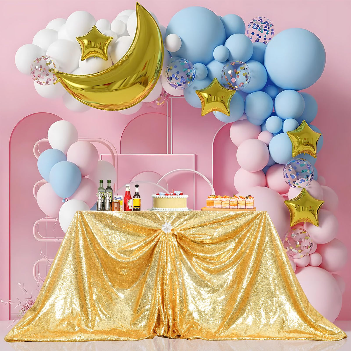 Gold Sequin Tablecloth 60x102 Inch Rectangular