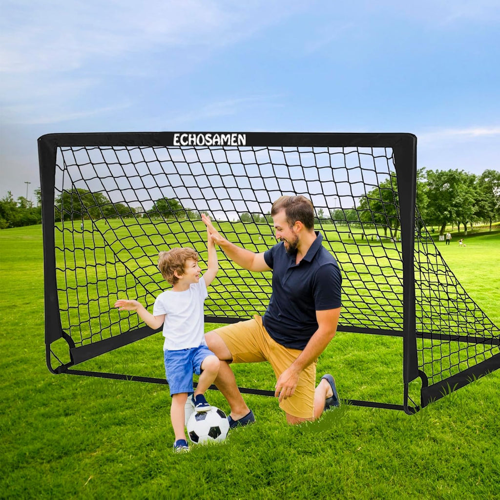 Kids Soccer Goals for Backyard, 2 of 6 x 4 ft Kids Soccer Goal Set Soccer Net with 10 Soccer Cones, Agility Ladder &