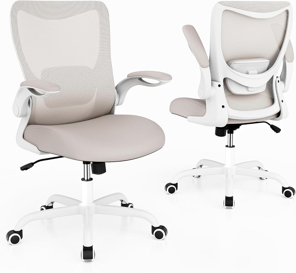 Office Chair, Ergonomic Desk Chair with Adjustable Lumbar Support and Flip up Armrest, Breathable Mesh Computer Chair