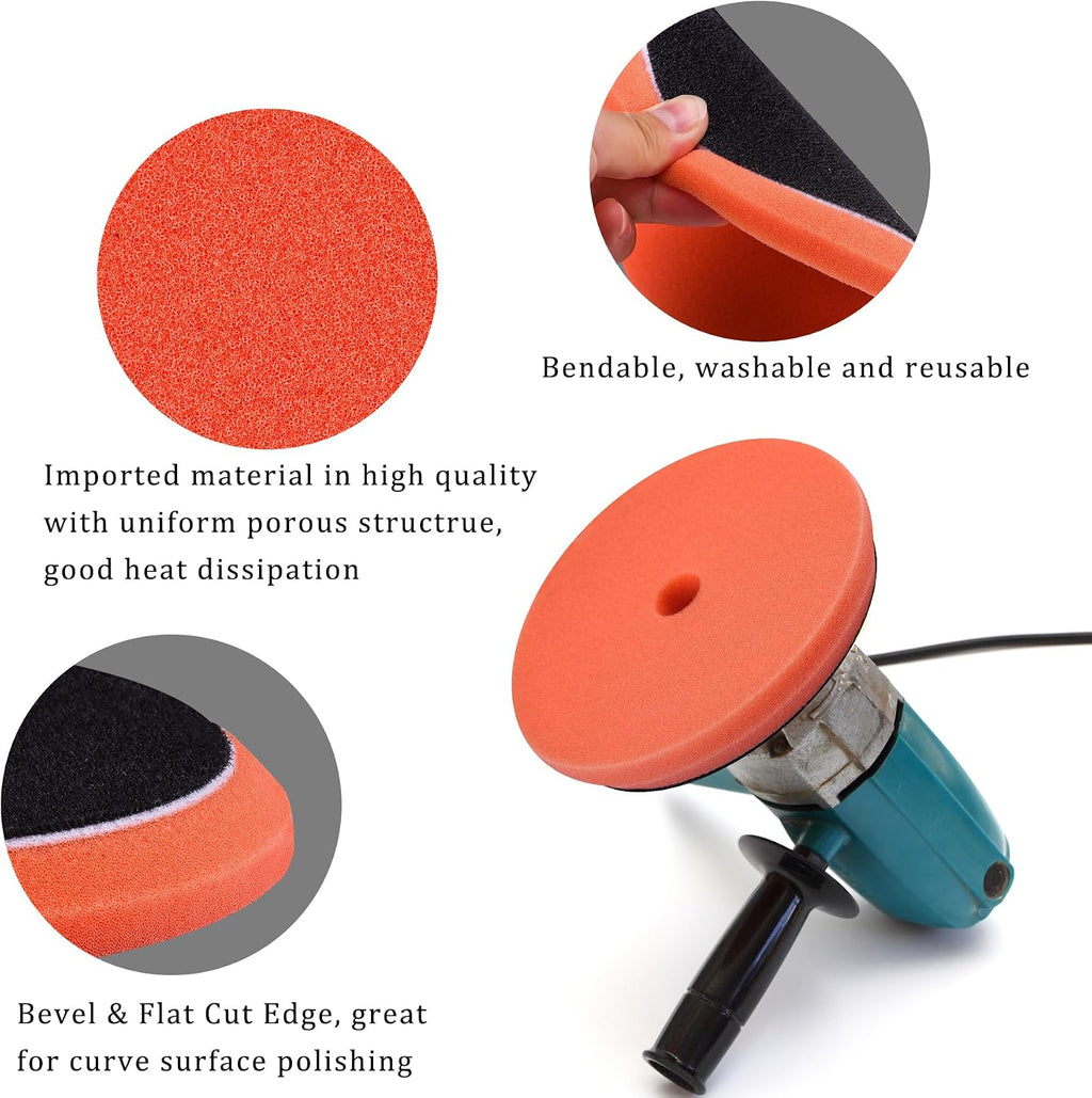 4 Pieces Buffing Polishing Pads 5 Inch Orbital Buffer Pads Hook and Loop Buffing Pads Polisher Pads Car Buffing Foam