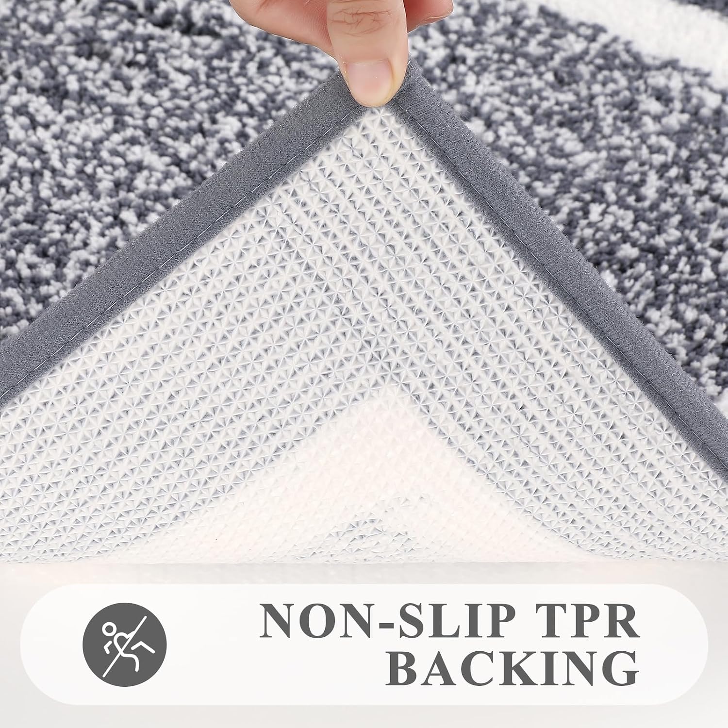 Bathroom Rugs 3 Piece Set, Non Slip Washable Bath Mat, Dark Grey | Soft Plush Microfiber, Super Absorbent Floor