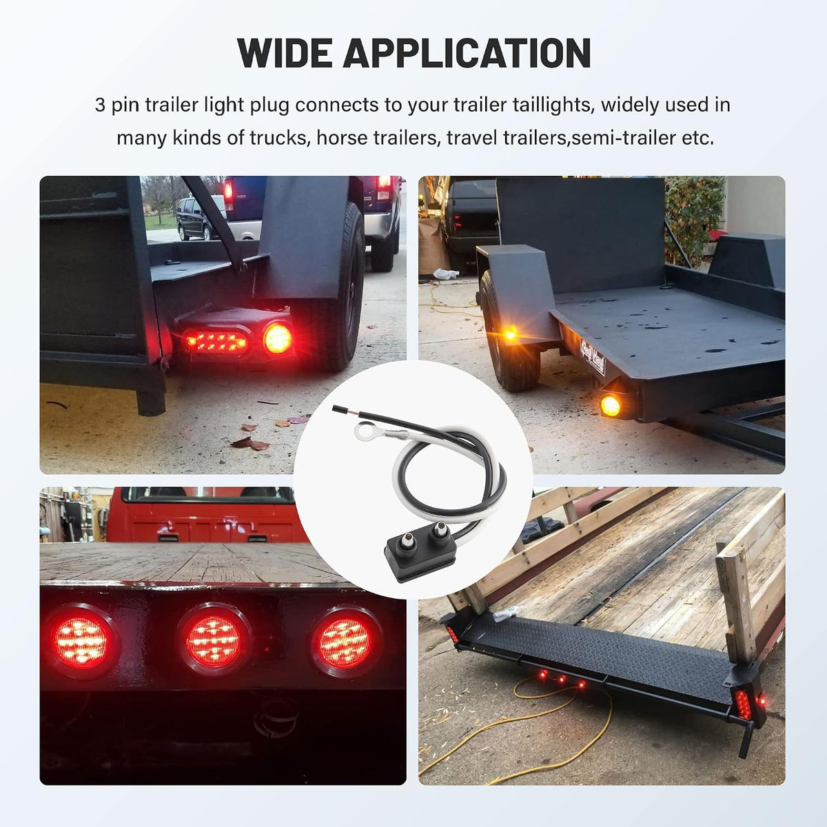 10PCS Trailer Light 2 Wire Pigtail Harness 10" Long, 2 Pin Trailer Light Connector Fits with 2" and 2.5" Side